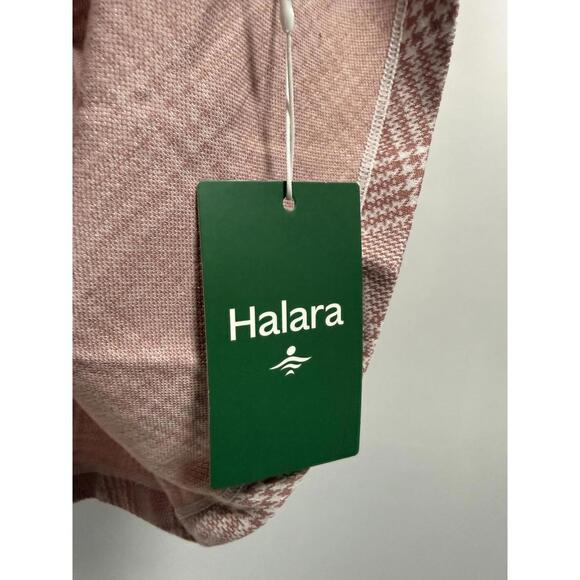 NWT Halara High Neck Houndstooth Plaid Long Sleeve Midi Work Dress Pink - Small - Picture 5 of 6